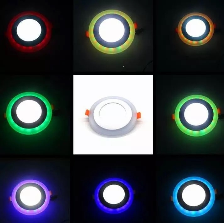 Panneau lumineux rond encastré à LED multicolore d'intérieur
